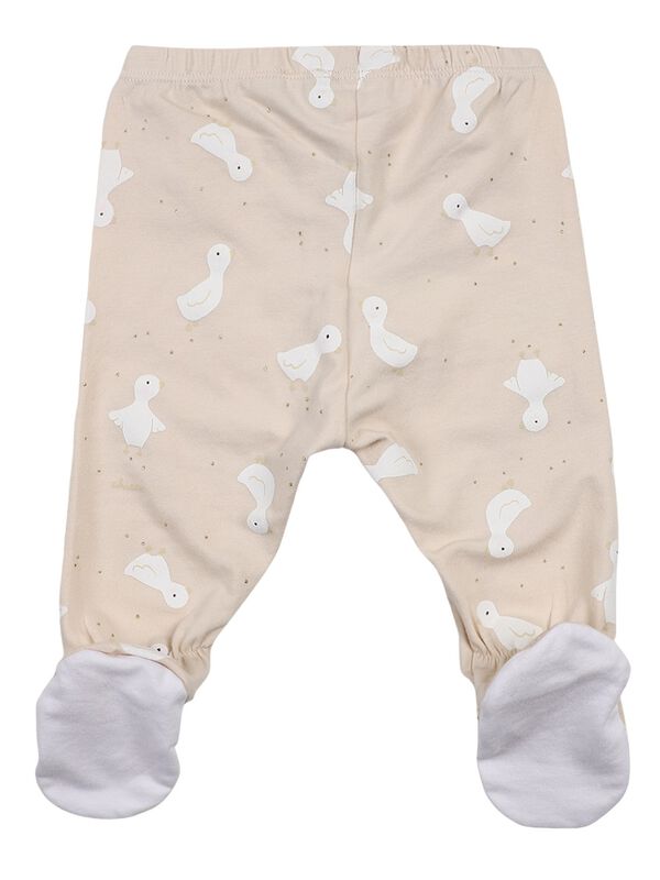 Girls Beige Printed Smock with Legging image number 3
